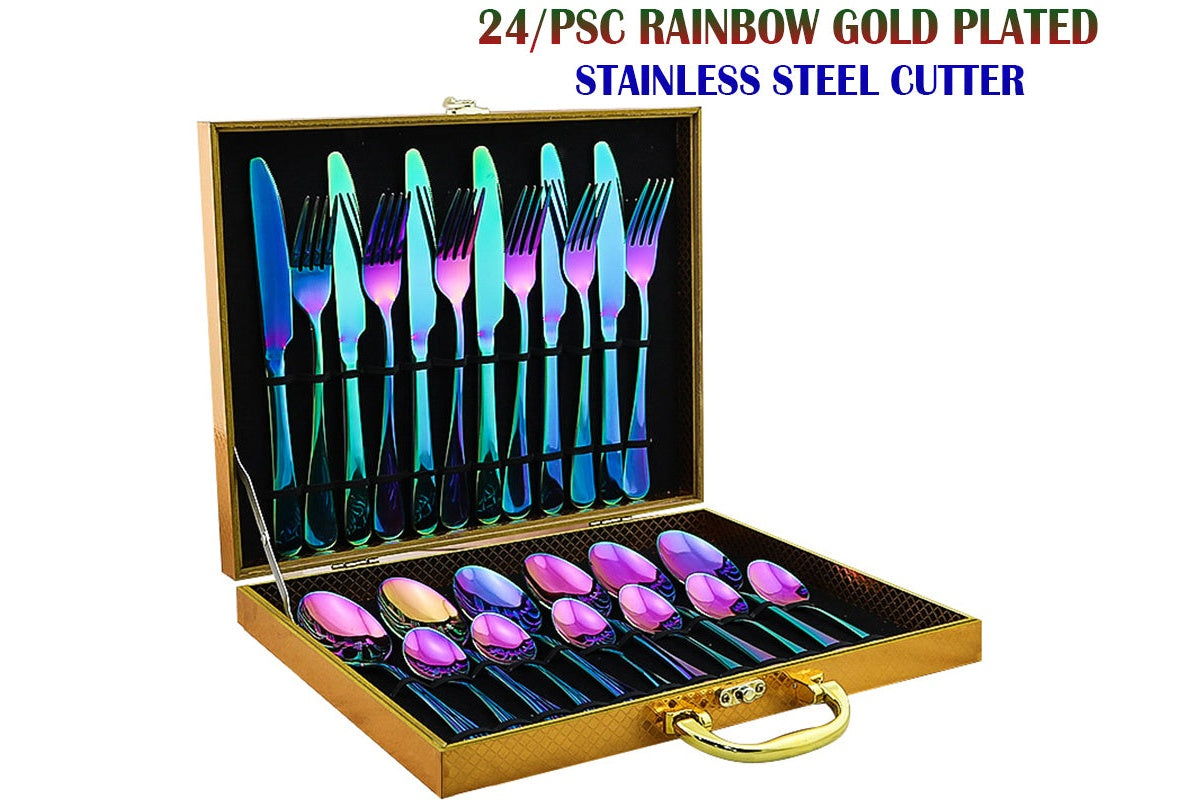 Rainbow coloured fork and spoon