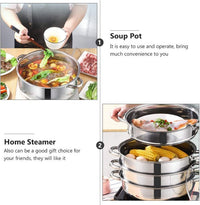 Thumbnail for Steamer Cooker 30CM 3-Tier Stainless Steel Steamer Pot