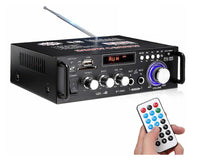 Thumbnail for Black stereo amplifier with analog volume and tone controls