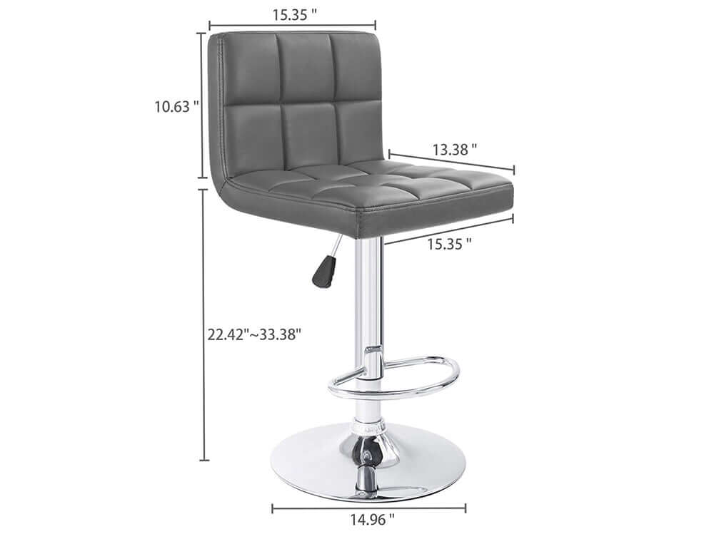 Adjustable Swivel Bar Stools PU Leather Gray Armless easy assembly
