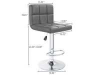 Thumbnail for Adjustable Swivel Bar Stools PU Leather Gray Armless easy assembly