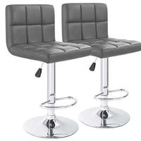 Thumbnail for Adjustable Swivel Armless Bar Stools PU Leather Gray 2pcs modern kitchen use