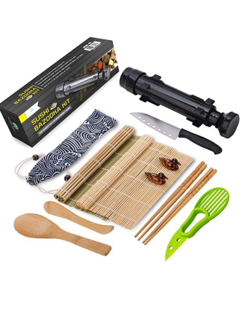 Natural bamboo sushi mat included in sushi maker kit