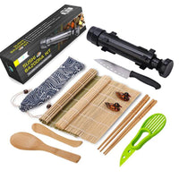 Thumbnail for Sushi maker kit with green bamboo mat and bazooka roller