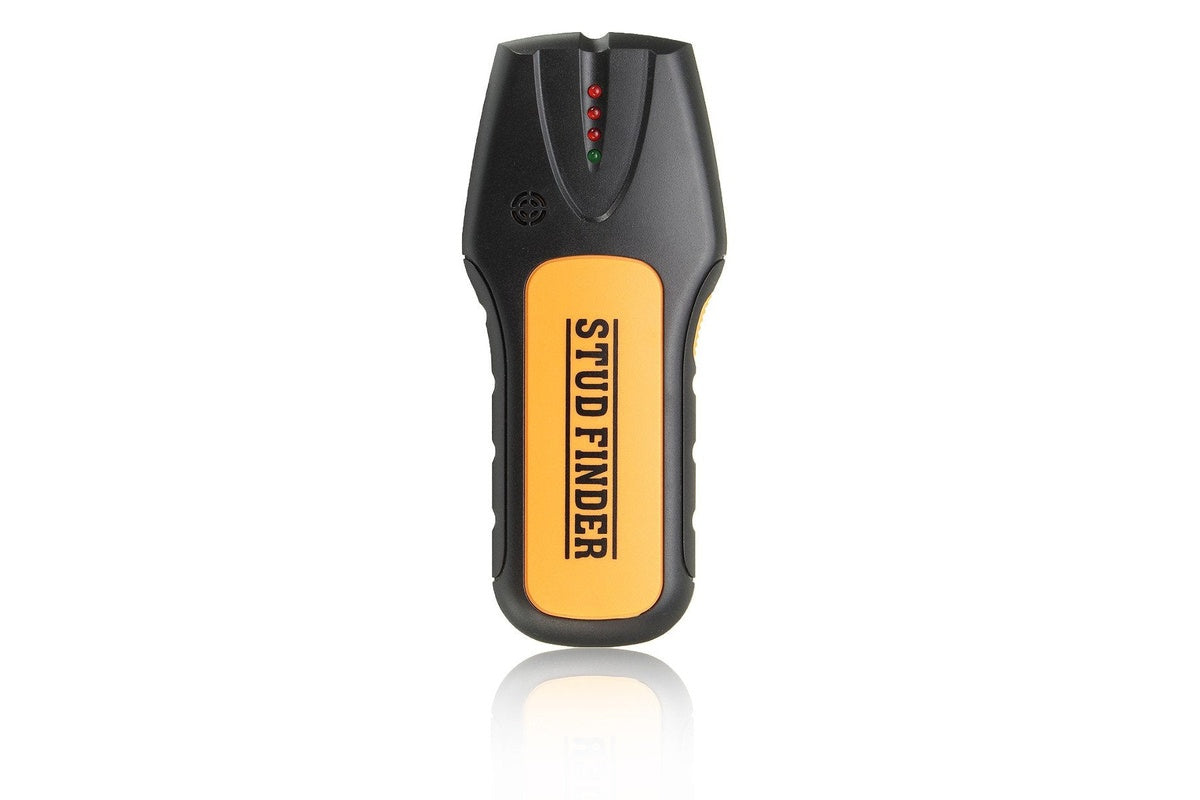 Stud finder detecting wood stud in wall