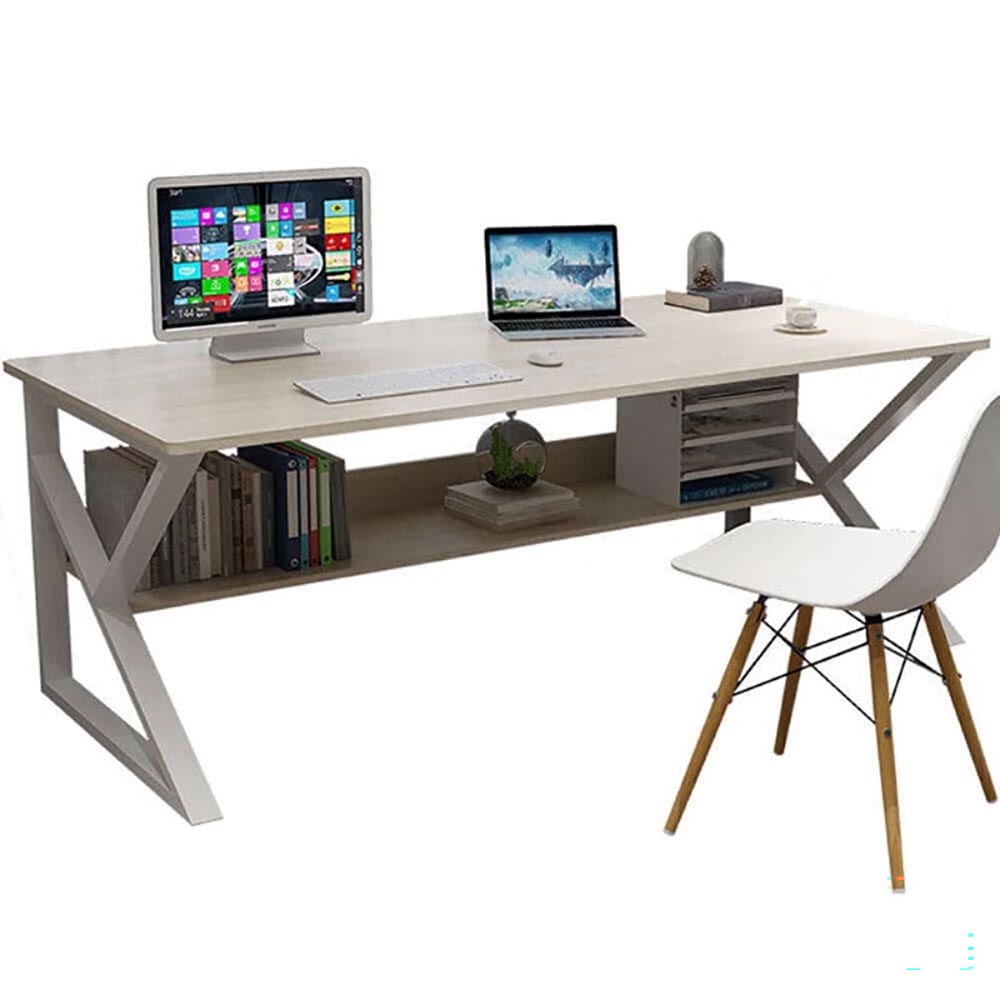 Computer desk 120cm MDF and metal frame full view