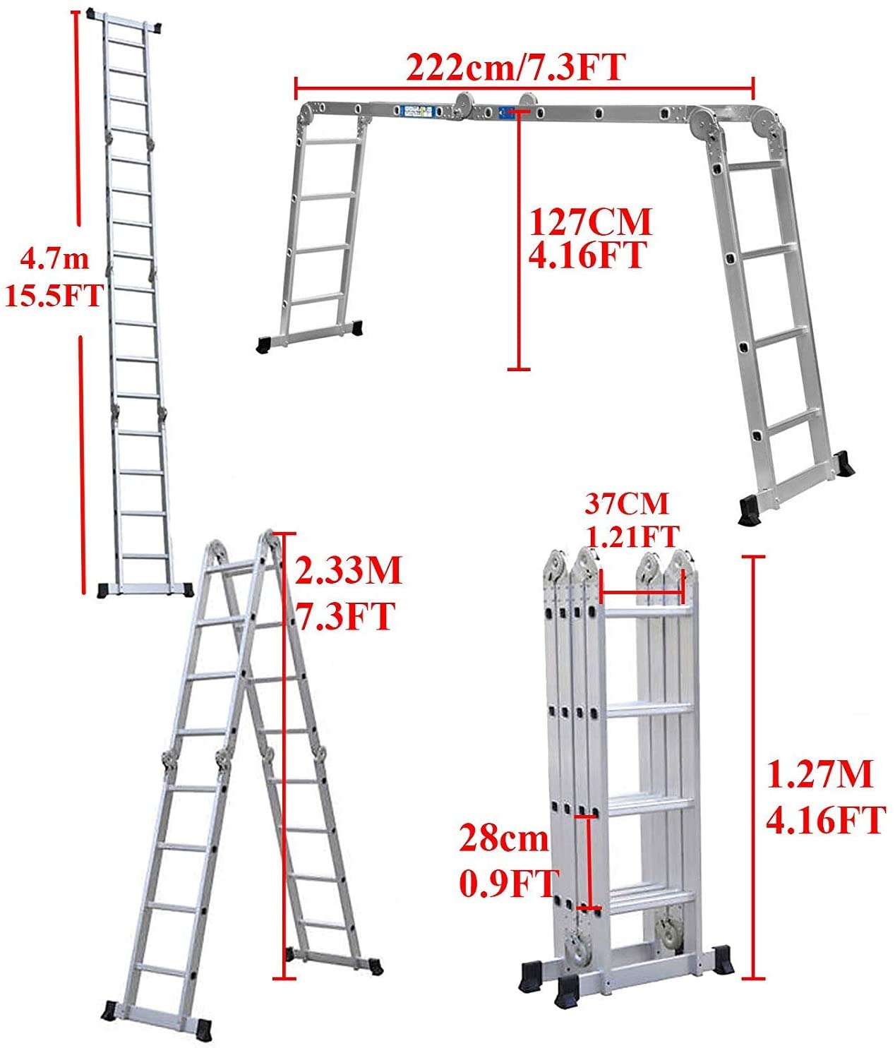 Compresable Ladder Buy 4.7M Telescopic Extension Ladder NZ | Homyspire