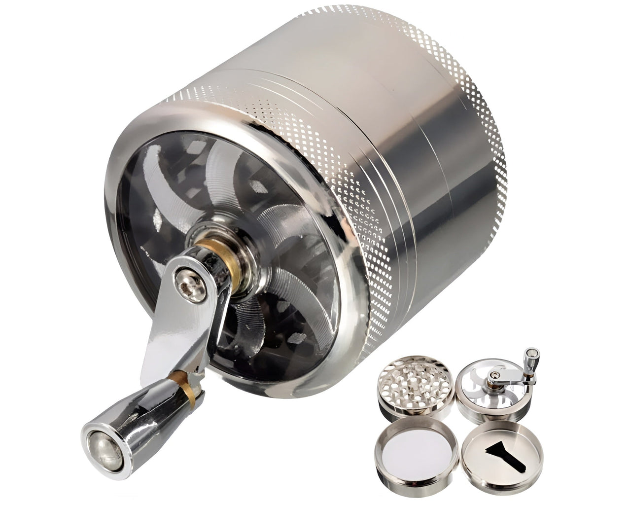 Herb grinder with stainless steel catcher