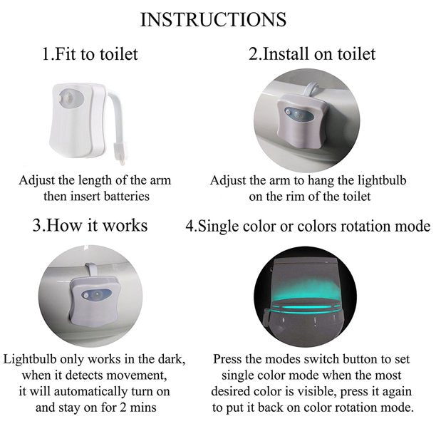 Toilet night light in bathroom setting