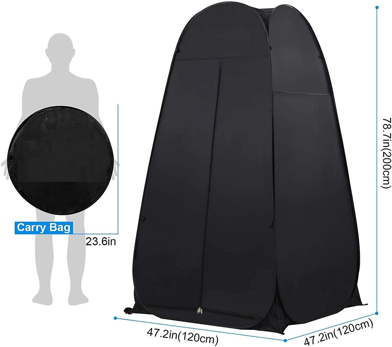 Portable Camping Shower/Toilet Tent Black - The Shopsite