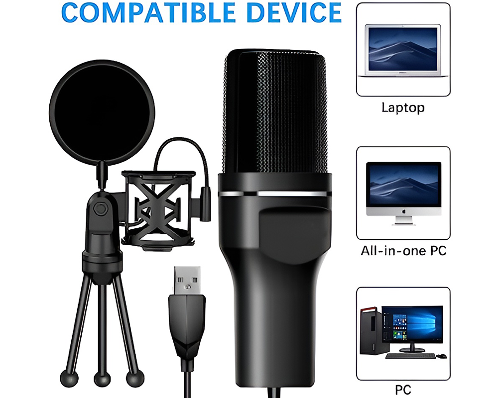 Usb Condensor USB Condenser Microphone Kit Black for PC Gaming – Homyspire
