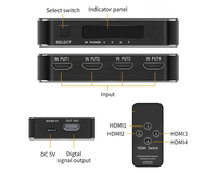 Thumbnail for Side angle of HDMI splitter with power cable