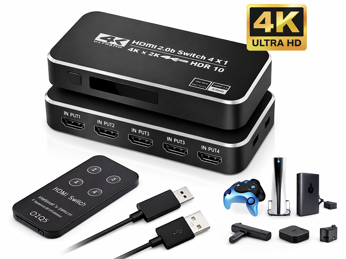Close-up of IR remote control for HDMI splitter