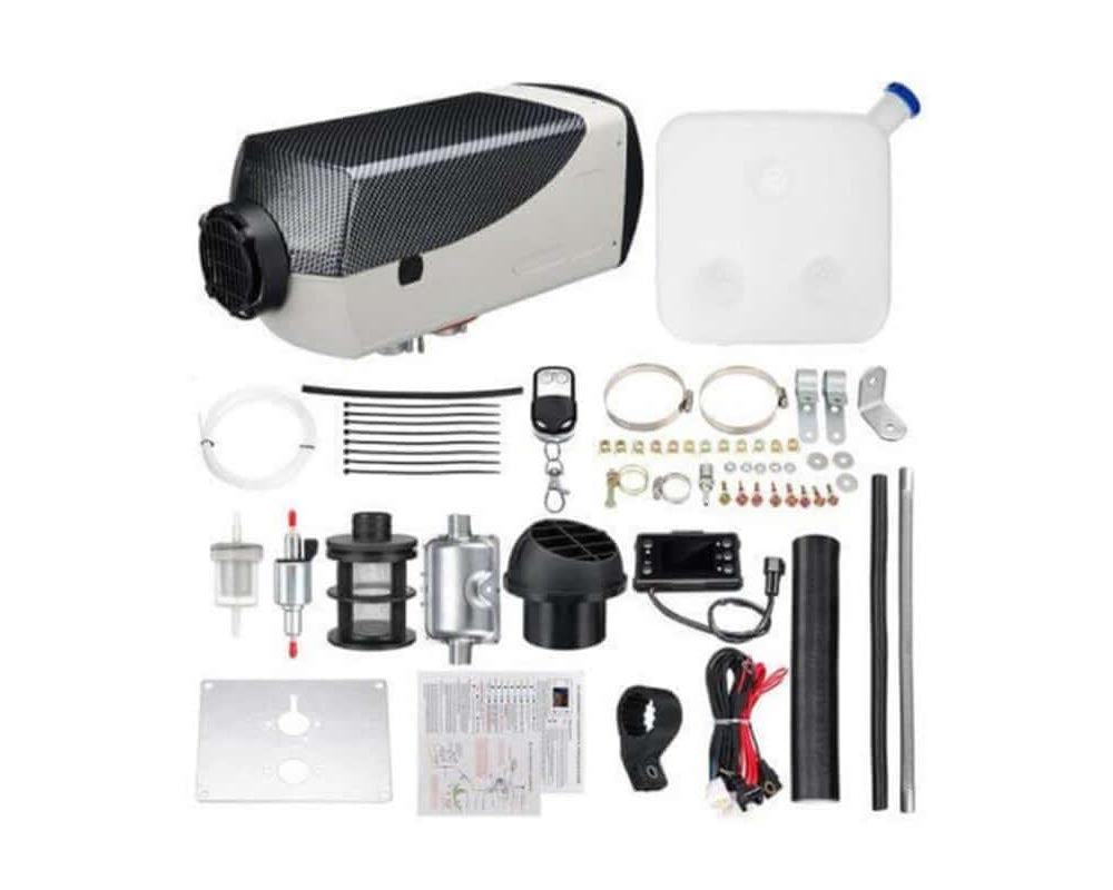 Diesel air heater with mounting brackets for easy installation