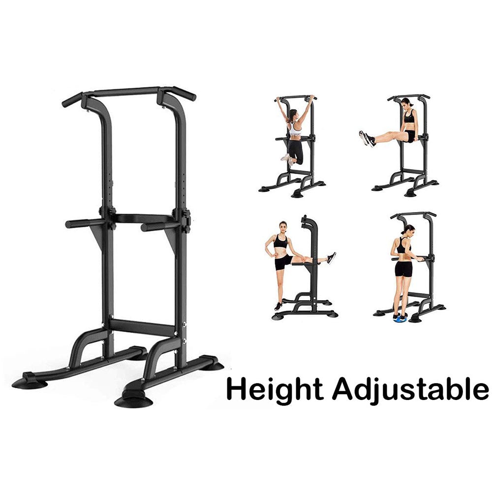 Adjustable chin up pull up station with black metal frame