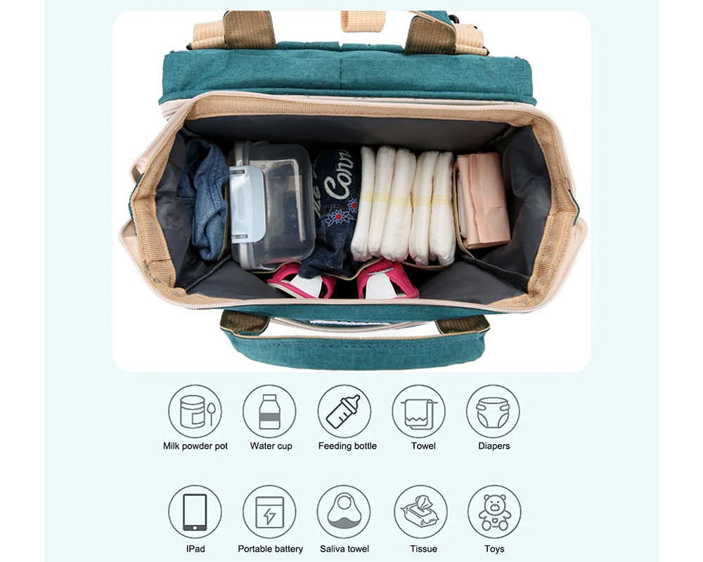 Nappy bag attached to pram handle