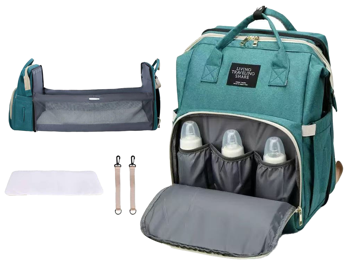 Foldable mattress included in nappy bag