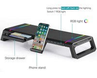 Thumbnail for Monitor Stand Riser – RGB Monitor Stand Riser with USB Hub & Drawer