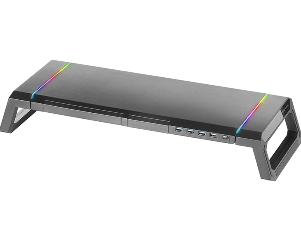 Monitor Stand Riser – RGB Monitor Stand Riser with USB Hub & Drawer