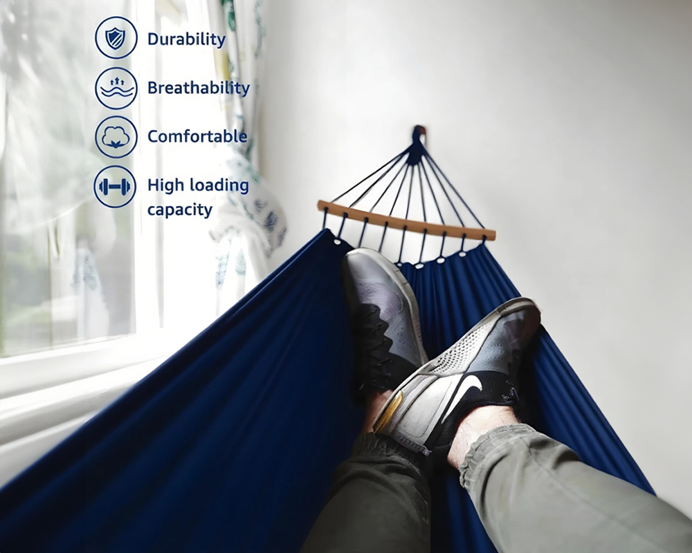 Hammock Double – Garden Cotton Hammock with Spreader Bar & Travel Bag 450lbs