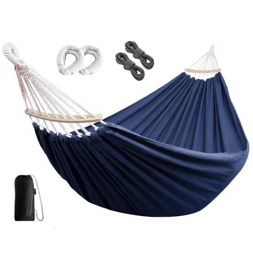 Double cotton hammock with 7ft by 5ft bed size
