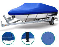 Thumbnail for Blue boat cover with ventilation features