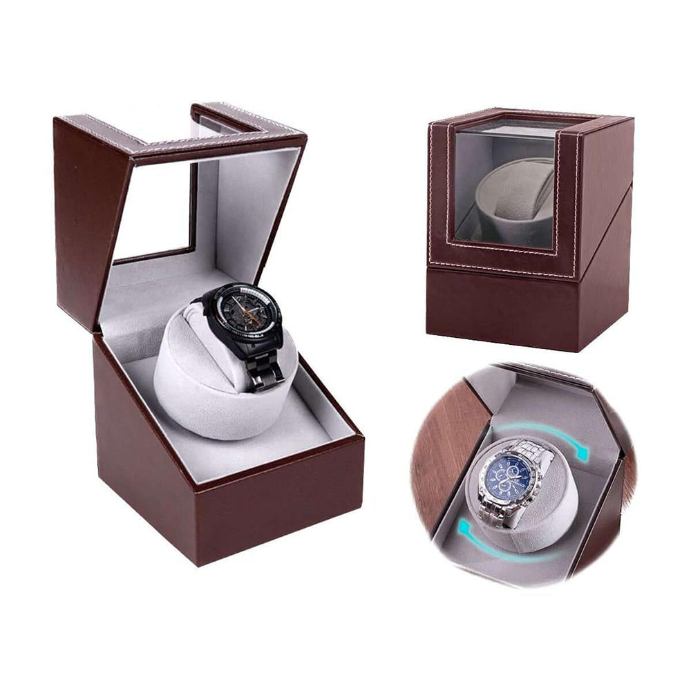 Watch winder with AC adaptor and battery power modes