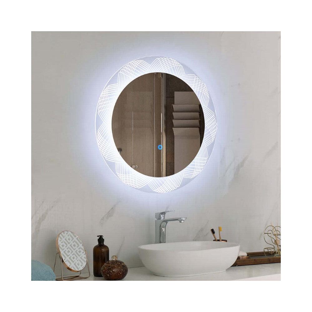 Round LED mirror packaged for mail order