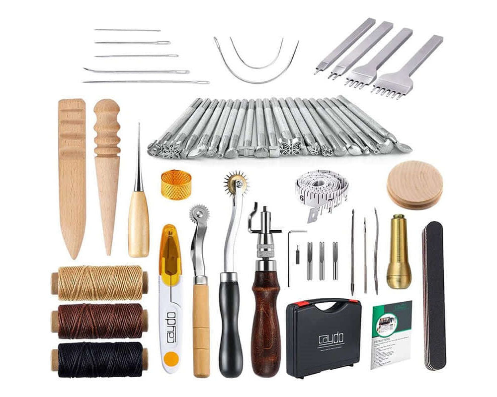 organized leather tool box