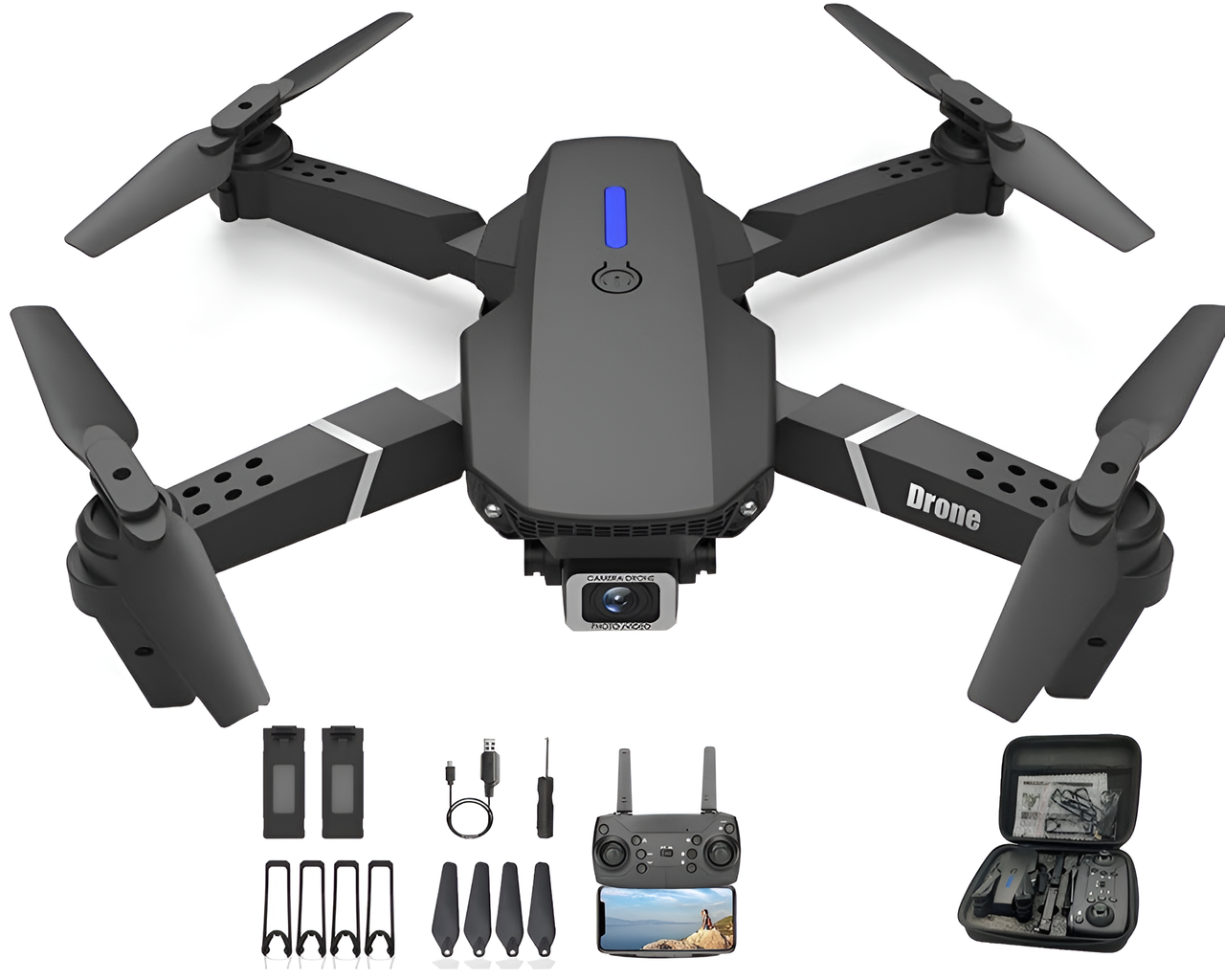 Drone with Camera - 4K HD Foldable Mini Quadcopter WiFi FPV RC Helicopter Black