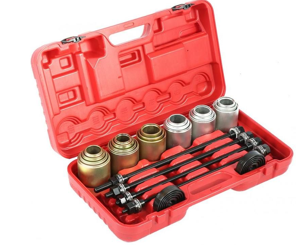 Car bush removal tools used with workshop press