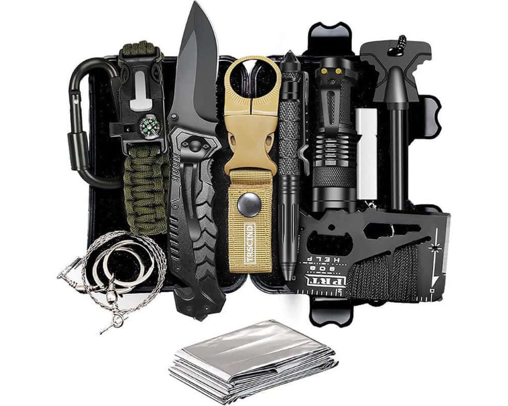 Compact survival kit with carrying case
