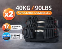 Thumbnail for Adjustable Dumbbells Pair 40KG Dial Weight Set for Home Gym