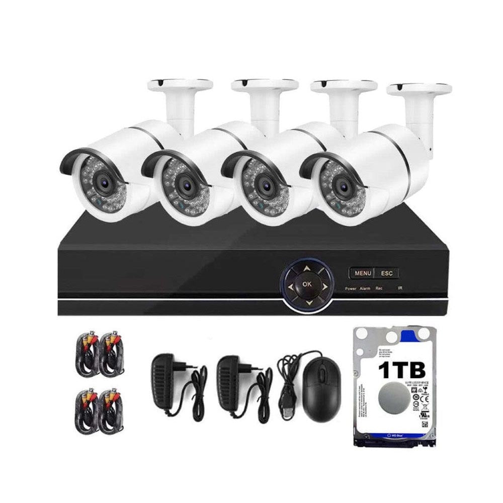 Security camera system 1TB storage 4 channel showing power splitter cable