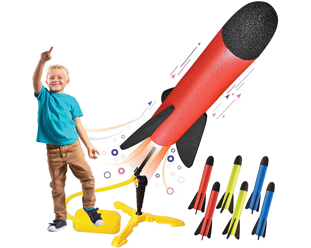 Kids playing with rocket launcher outdoors