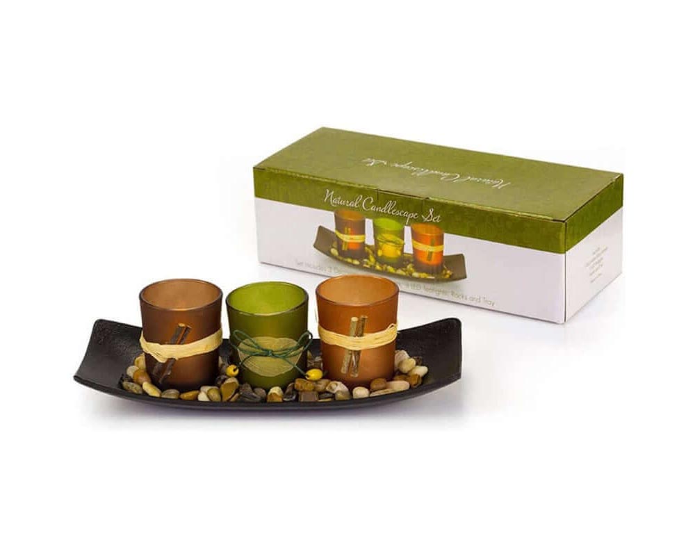 Tray with candle holders used as jewellery tray
