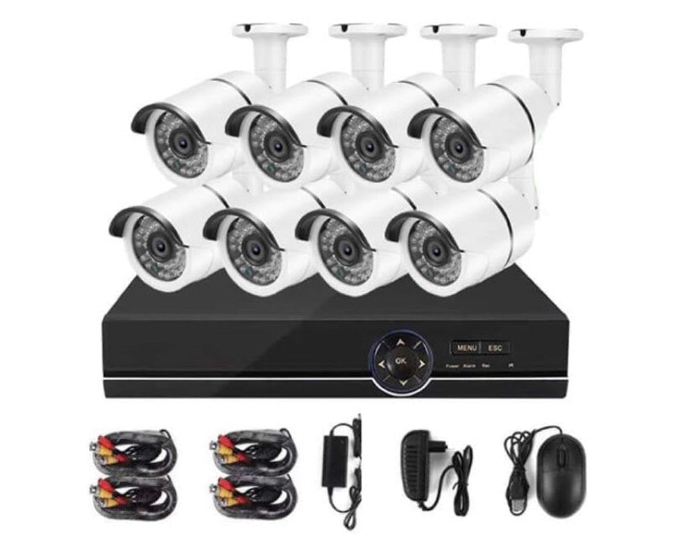 CCTV cables connected to DVR system