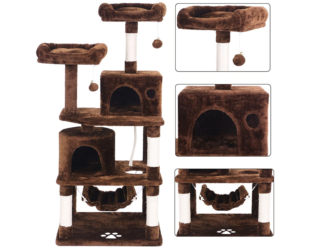 Cat tree assembled in living room setting