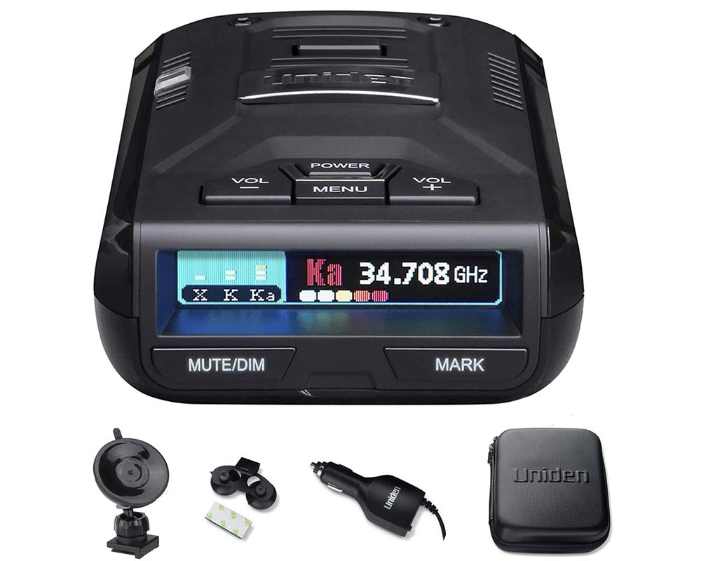 Uniden R3 radar detector showing speed camera alerts