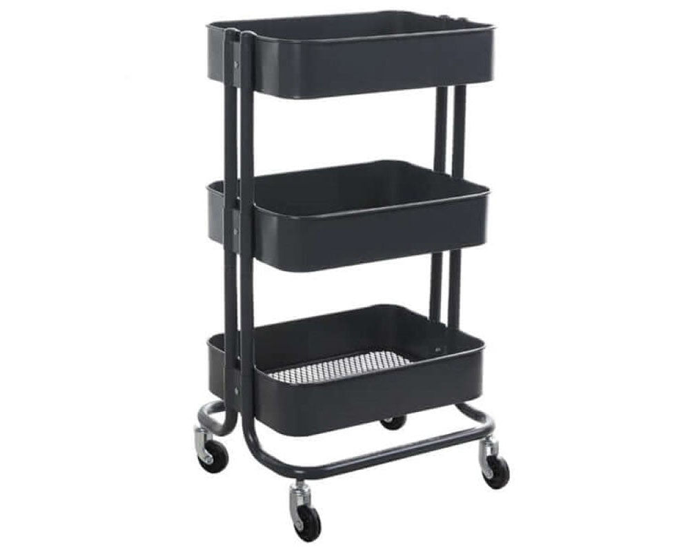 3 tier trolley holding kitchen essentials