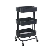 Thumbnail for 3 tier kitchen trolley front view with black trays
