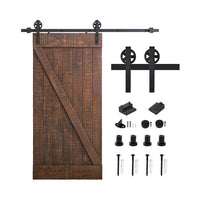 Thumbnail for Barn door hardware components laid out