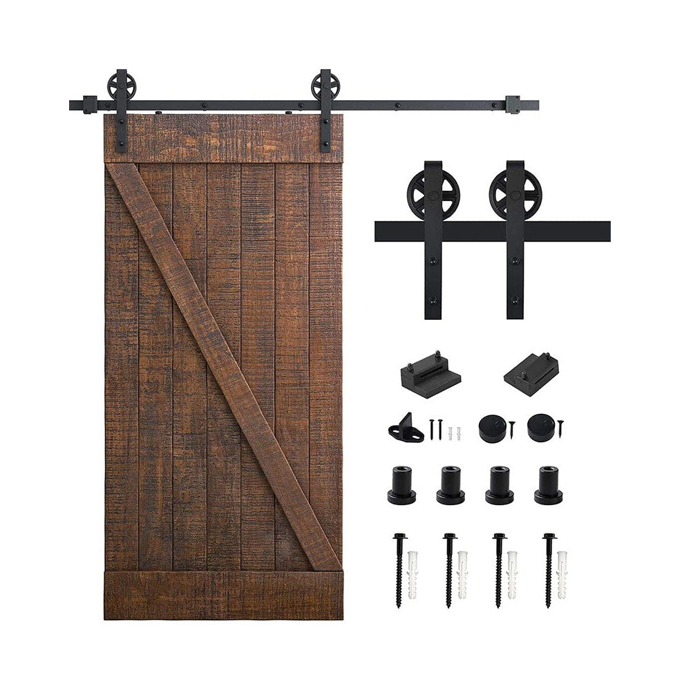 Black steel barn door hardware set