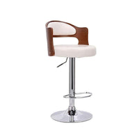 Thumbnail for White bar stool wooden seat and PU leather padding