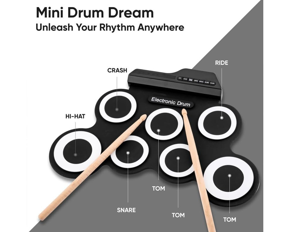 Portable Tabletop Roll-Up Electronic Drum Kit