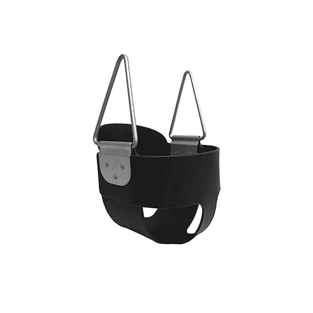 Black bucket swing with connection straps