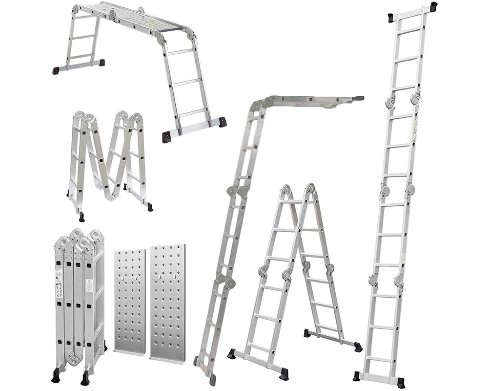 Telescopic ladder set up for loft access