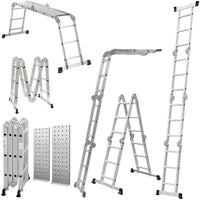 Thumbnail for Telescopic ladder with twin stabiliser bars and rubber feet
