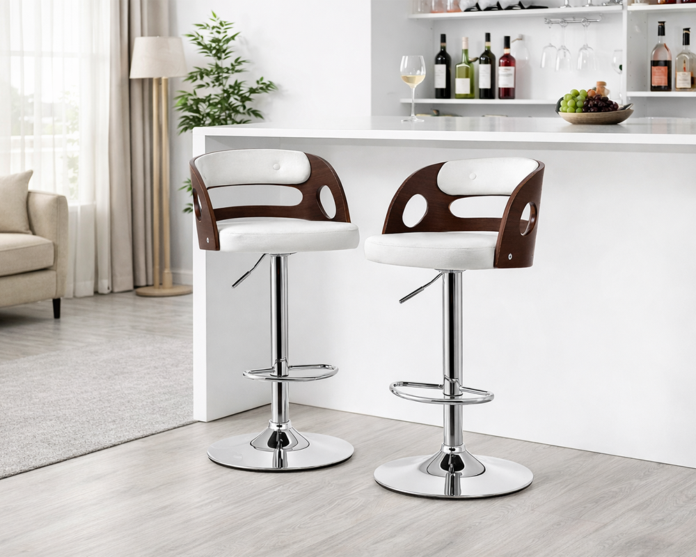 Bar stools in kitchen setting