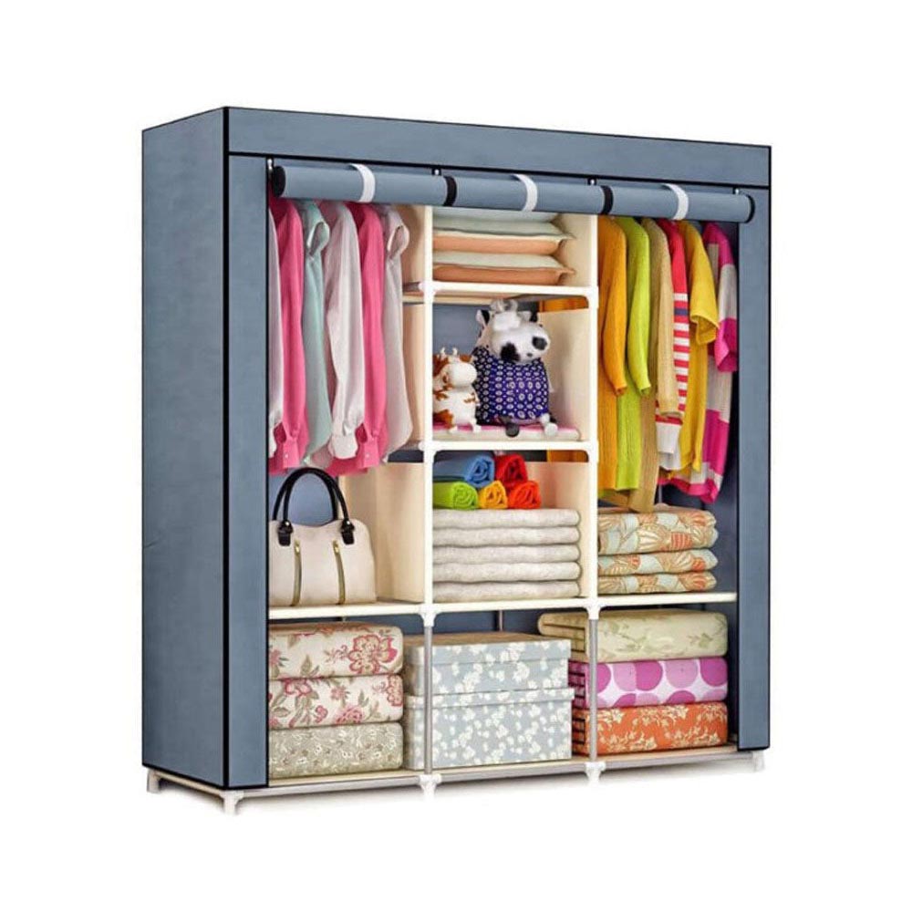 Portable wardrobe organiser assembled in bedroom